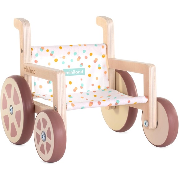 Miniland Wooden Doll Wheelchair Made with ECO Quality, FSC Certified Forest 18M+ - Picture 3 of 14